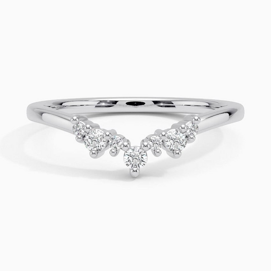 0.11CTW Round Cut Lab Grown Diamond Curved Wedding Band