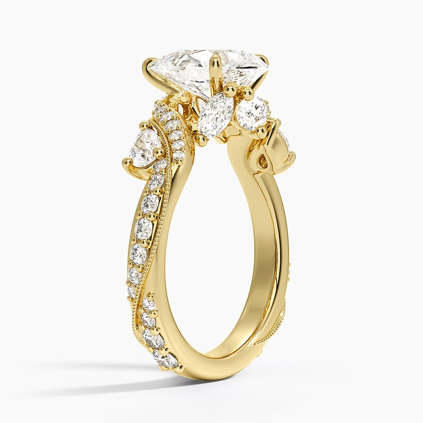 2CT Pear Cut Camellia Gold Lab Grown Diamond Ring