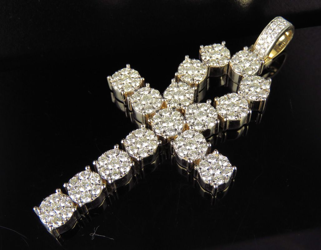 4.7 CTW 10K Lab Grown Diamond Ankh Cross Pendant