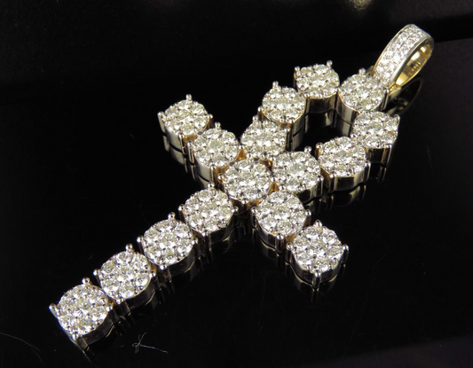 4.7 CTW 10K Lab Grown Diamond Ankh Cross Pendant