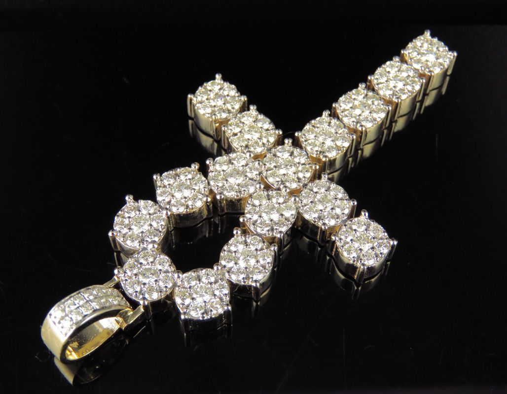 4.7 CTW 10K Lab Grown Diamond Ankh Cross Pendant