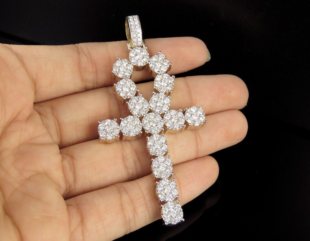 4.7 CTW 10K Lab Grown Diamond Ankh Cross Pendant