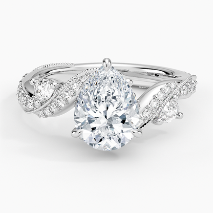 2CT Pear Cut Camellia Gold Lab Grown Diamond Ring
