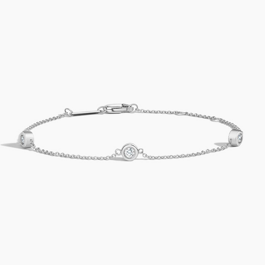 1/6 CTW 7 inch Three Lab Grown Diamond Bezel Bracelet