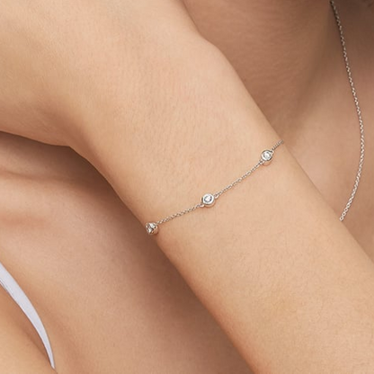 1/6 CTW 7 inch Three Lab Grown Diamond Bezel Bracelet
