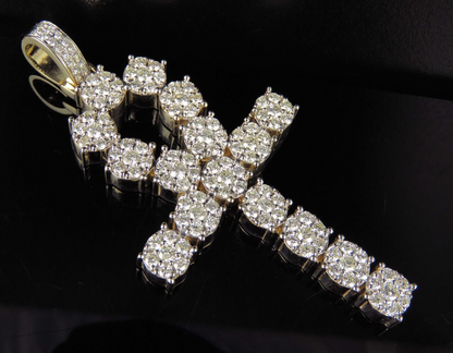 4.7 CTW 10K Lab Grown Diamond Ankh Cross Pendant