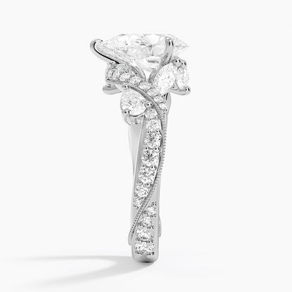 2CT Pear Cut Camellia Gold Lab Grown Diamond Ring