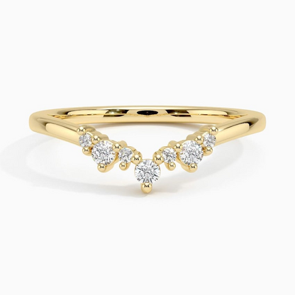 0.11CTW Round Cut Lab Grown Diamond Curved Wedding Band