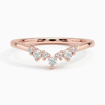 0.11CTW Round Cut Lab Grown Diamond Curved Wedding Band
