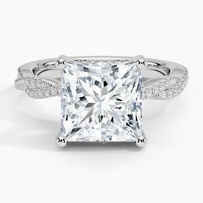 4Ct Princess Lab Grown Diamond Twisted Band Solitaire Ring