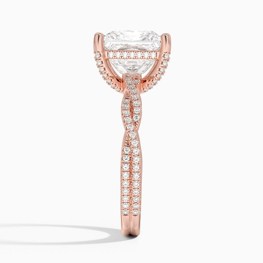 4Ct Princess Lab Grown Diamond Twisted Band Solitaire Ring