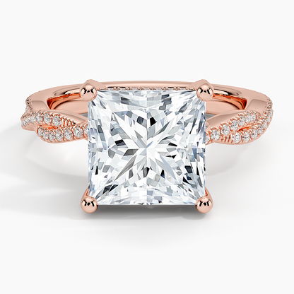 4Ct Princess Lab Grown Diamond Twisted Band Solitaire Ring
