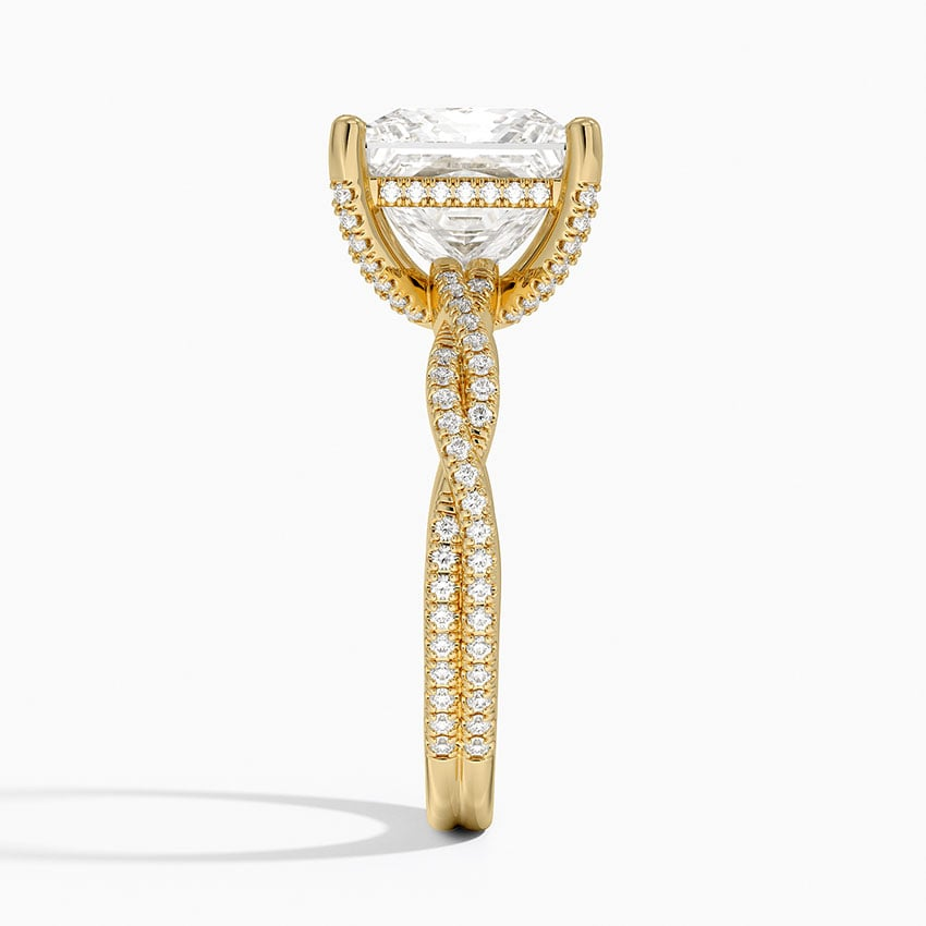 4Ct Princess Lab Grown Diamond Twisted Band Solitaire Ring