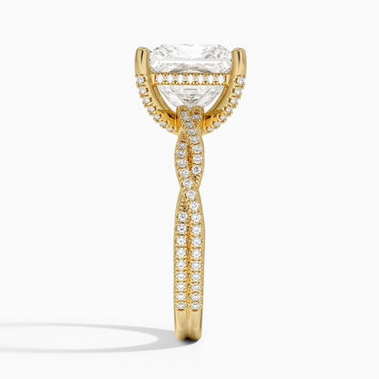 4Ct Princess Lab Grown Diamond Twisted Band Solitaire Ring