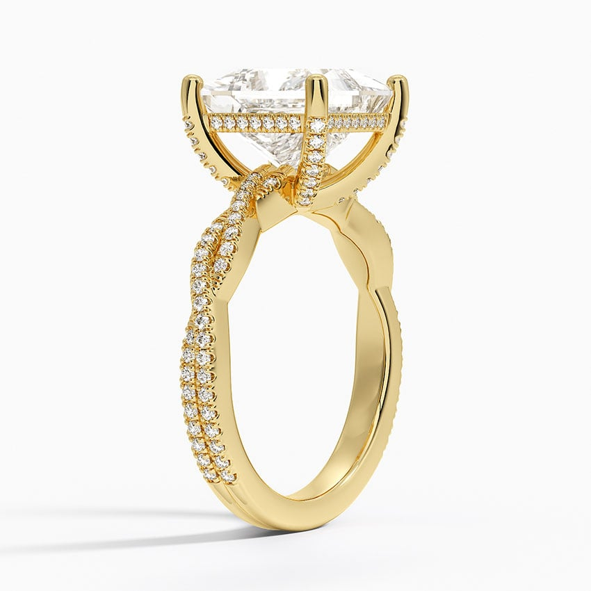 4Ct Princess Lab Grown Diamond Twisted Band Solitaire Ring
