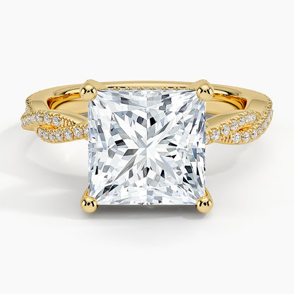4Ct Princess Lab Grown Diamond Twisted Band Solitaire Ring