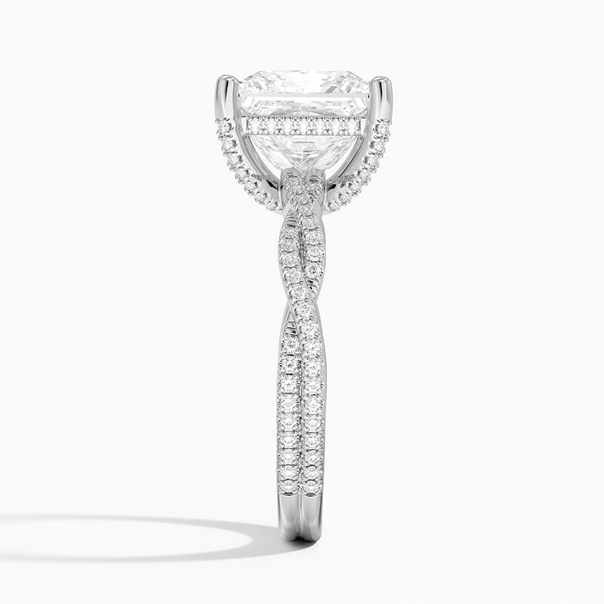 4Ct Princess Lab Grown Diamond Twisted Band Solitaire Ring