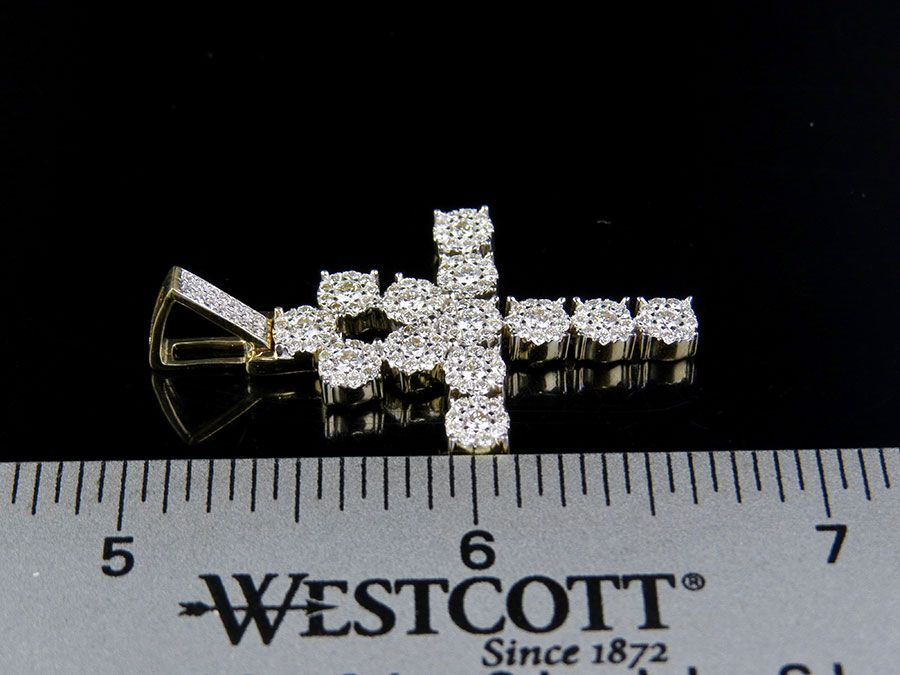 10K Gold Lab Grown Diamond Cluster Ankh Cross Pendant.