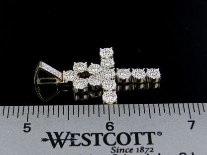 10K Gold Lab Grown Diamond Cluster Ankh Cross Pendant.