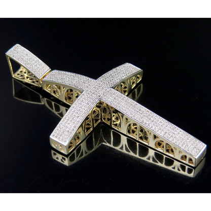 10k Lab Grown Diamond Dome Cross Pendant Charm