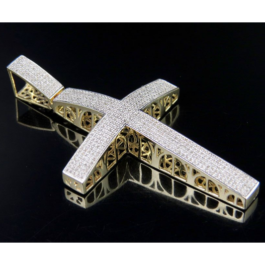 10k Lab Grown Diamond Dome Cross Pendant Charm