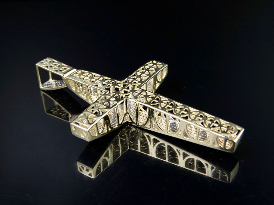 10k Lab Grown Diamond Dome Cross Pendant Charm