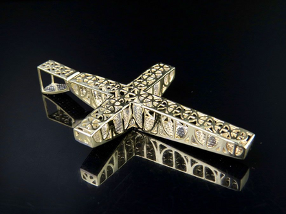 10k Lab Grown Diamond Dome Cross Pendant Charm