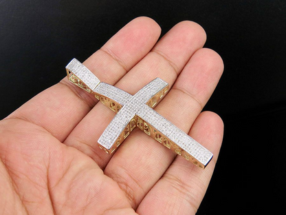 10k Lab Grown Diamond Dome Cross Pendant Charm
