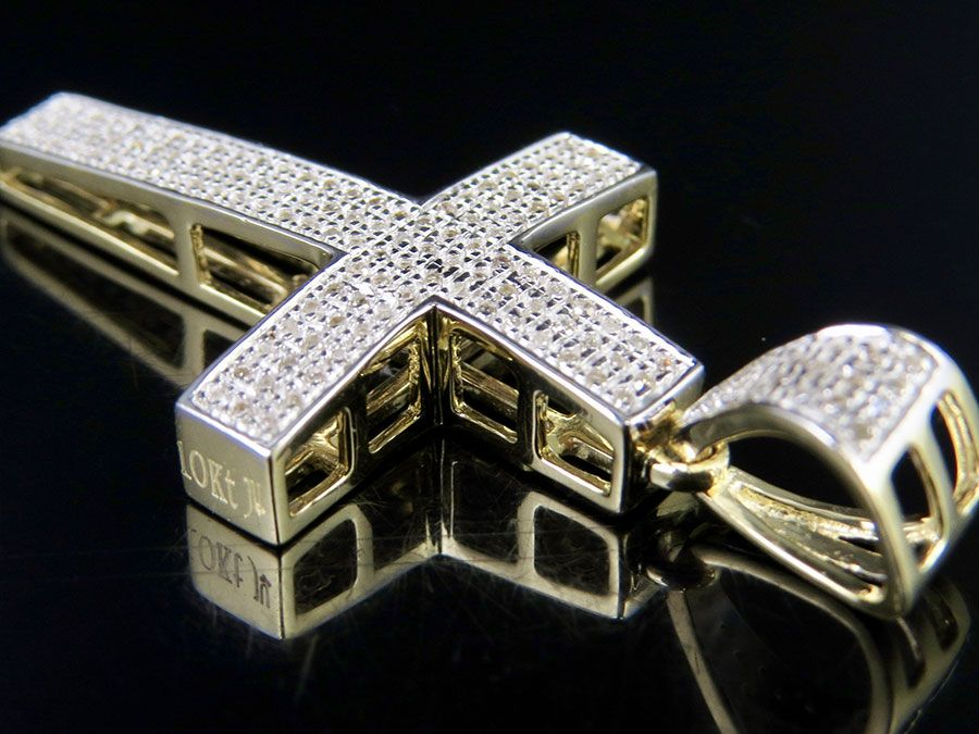 0.3 CTW Lab Grown Diamond 10K Dome Cross Pendant