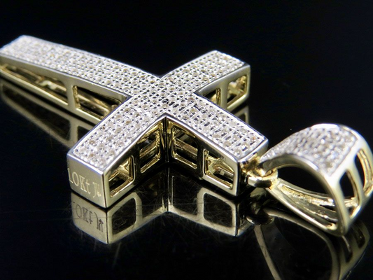 0.3 CTW Lab Grown Diamond 10K Dome Cross Pendant