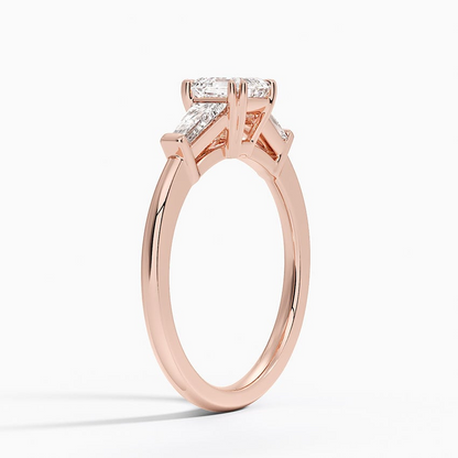 3/4Ct Asscher Lab Grown Diamond Double Prong Three Stone Ring