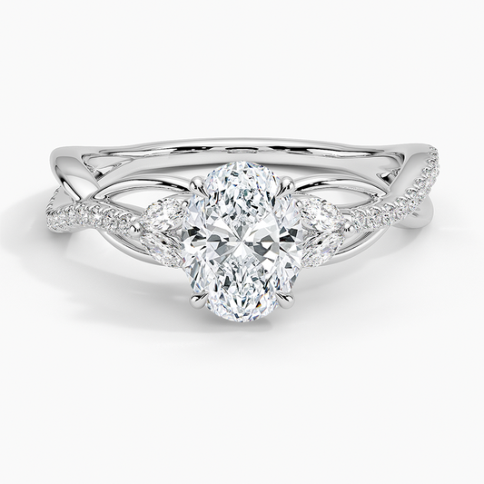 1Ct Oval Lab Grown Diamond Gold Engagement Ring
