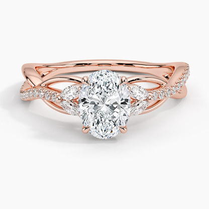 1Ct Oval Lab Grown Diamond Gold Engagement Ring