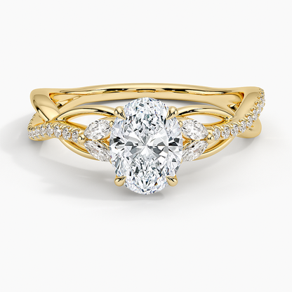 1Ct Oval Lab Grown Diamond Gold Engagement Ring