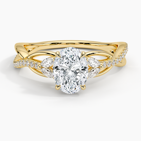 1Ct Oval Lab Grown Diamond Gold Engagement Ring