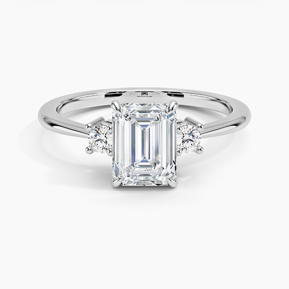 11/4Ct Emerald Lab Grown Diamond Three Stone Ring