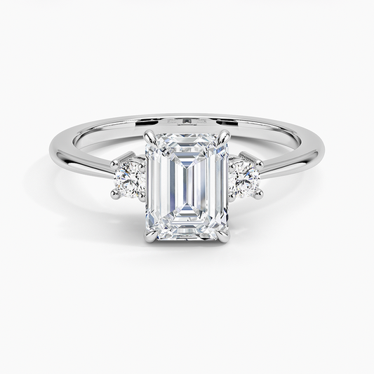 11/4Ct Emerald Lab Grown Diamond Three Stone Ring