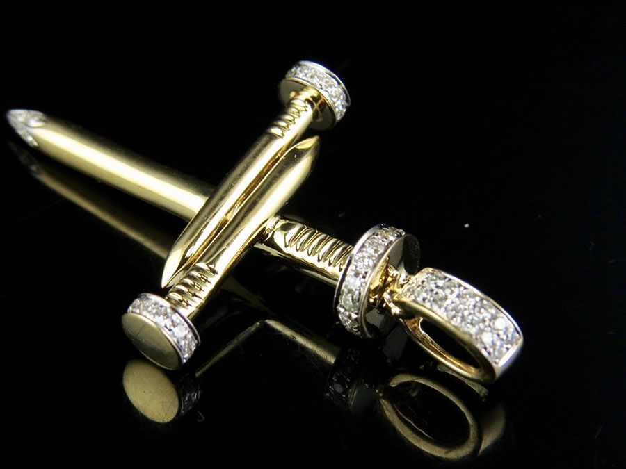 2.5 CTW Lab Grown Diamond 10K Nail Cross Pendant
