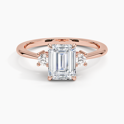 11/4Ct Emerald Lab Grown Diamond Three Stone Ring