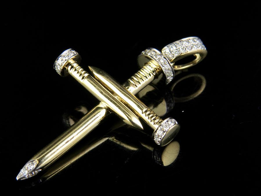 2.5 CTW Lab Grown Diamond 10K Nail Cross Pendant