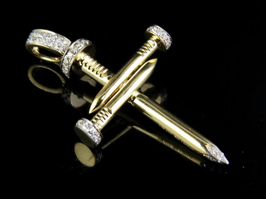 2.5 CTW Lab Grown Diamond 10K Nail Cross Pendant