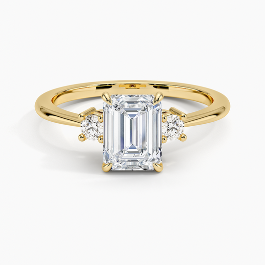 11/4Ct Emerald Lab Grown Diamond Three Stone Ring