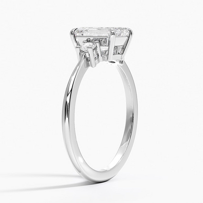 11/4Ct Emerald Lab Grown Diamond Three Stone Ring