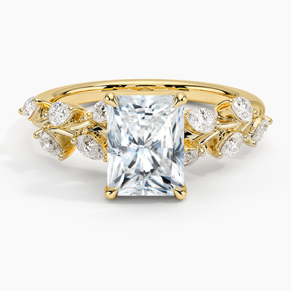 11/2Ct Radiant Lab Grown Diamond Leaf Engagement Ring