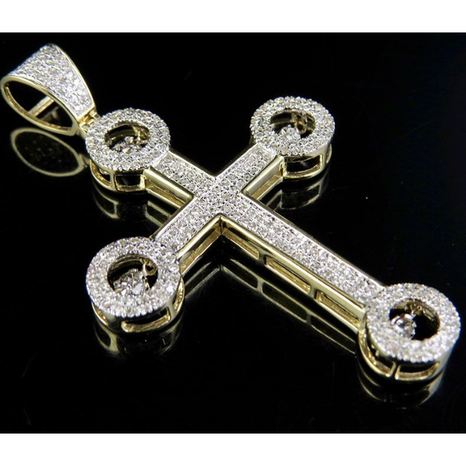2 Inch 10K Dancing Lab Grown Diamond Cross Pendant