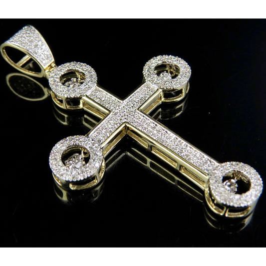 2 Inch 10K Dancing Lab Grown Diamond Cross Pendant