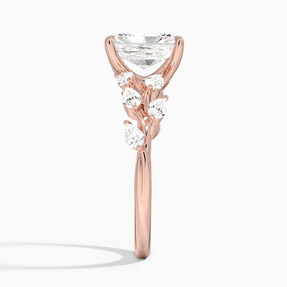 11/2Ct Radiant Lab Grown Diamond Leaf Engagement Ring