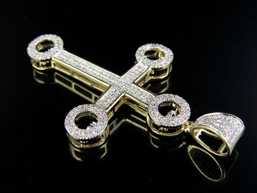 2 Inch 10K Dancing Lab Grown Diamond Cross Pendant