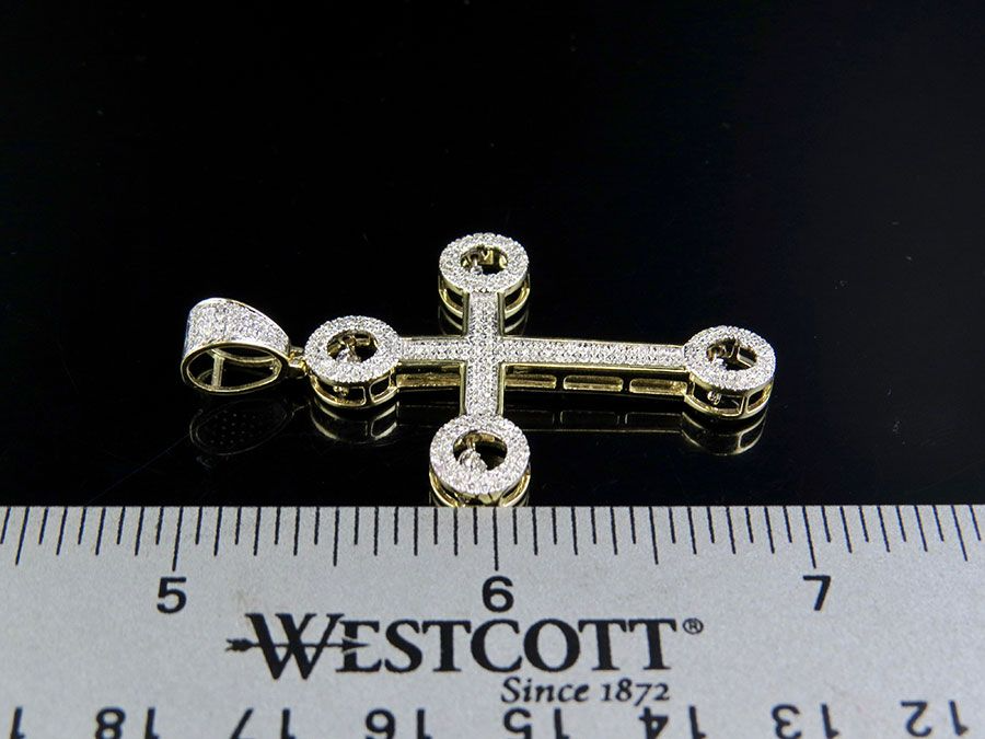2 Inch 10K Dancing Lab Grown Diamond Cross Pendant