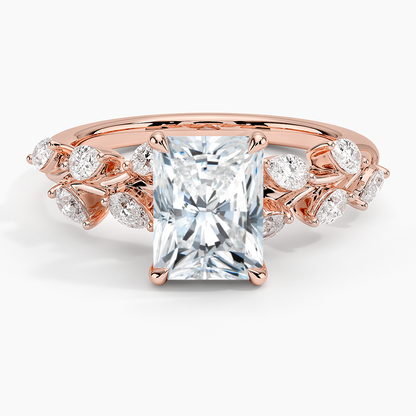 11/2Ct Radiant Lab Grown Diamond Leaf Engagement Ring